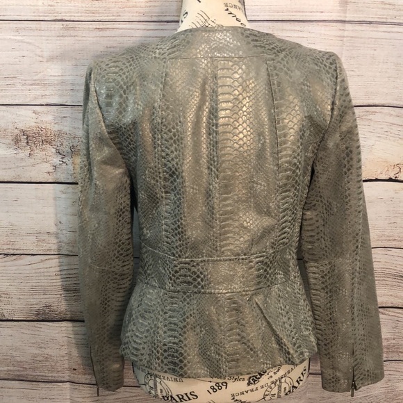 Classiques Entier 100% Leather Jacket Snake Print Size Small Faux Snakeskin - Picture 4 of 10
